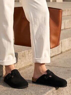 Genuine Suede Clogs for Women Men Cork Footbed Mules Potato Shoes